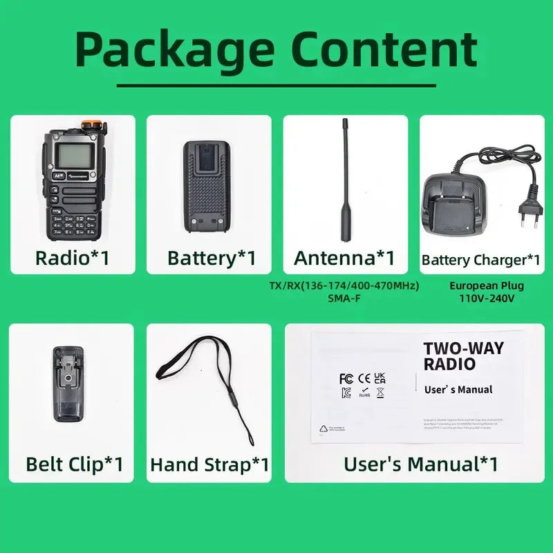 Quansheng UV K5 (8) Walkie Talkie portátil, radio bidireccional AM/FM, estación de comunicación para radioaficionados, equipo inalámbrico de largo alcance