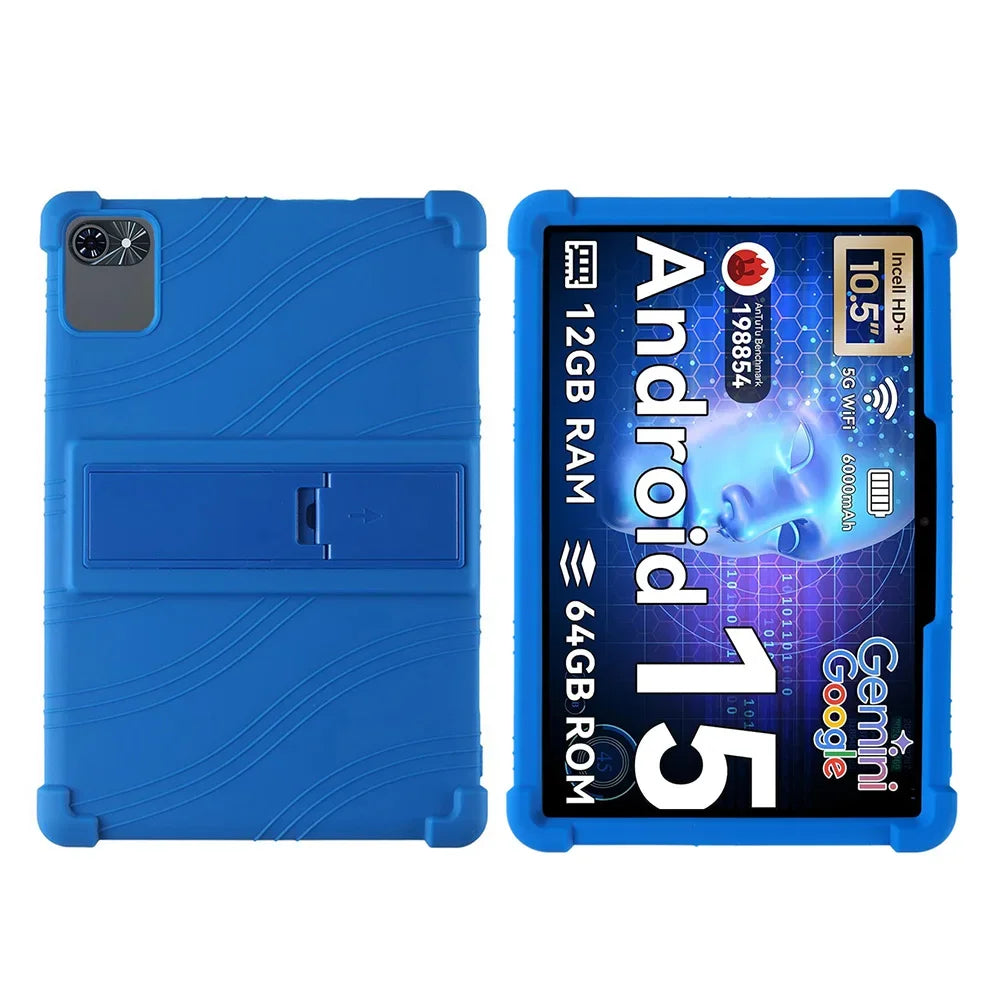 For TABWEE T80 10.5-inch tablet protective case, anti drop thick silicone cover Child friendly soft shell Adjustable Stand