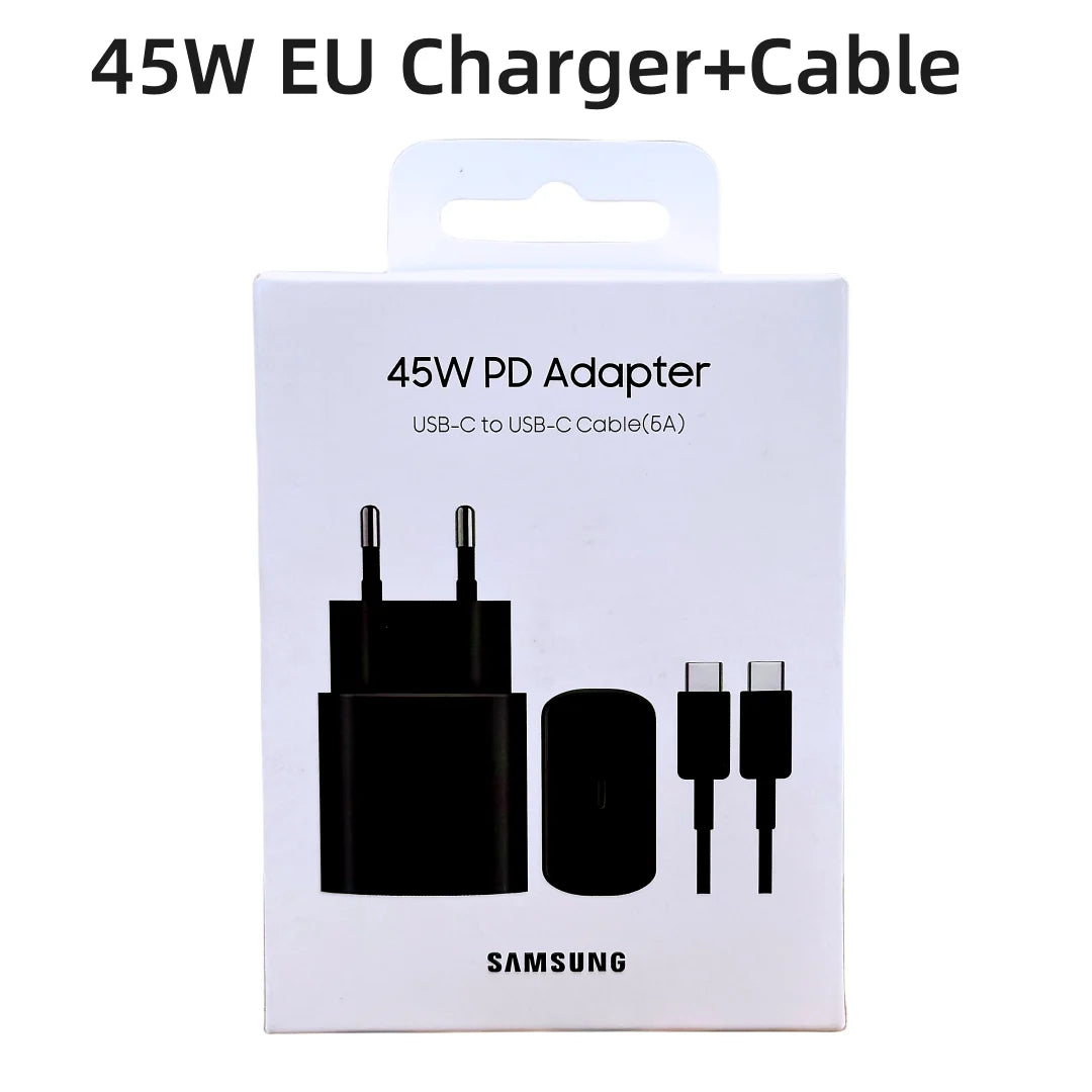 Original 45W Samsung Charger Super Fast Charge Genuine CERTIFIED Adapter For For Galaxy S23 S24 Ultra Z Fold 5 4 3 Flip 5 4 3