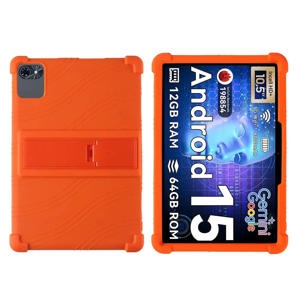 For TABWEE T80 10.5-inch tablet protective case, anti drop thick silicone cover Child friendly soft shell Adjustable Stand