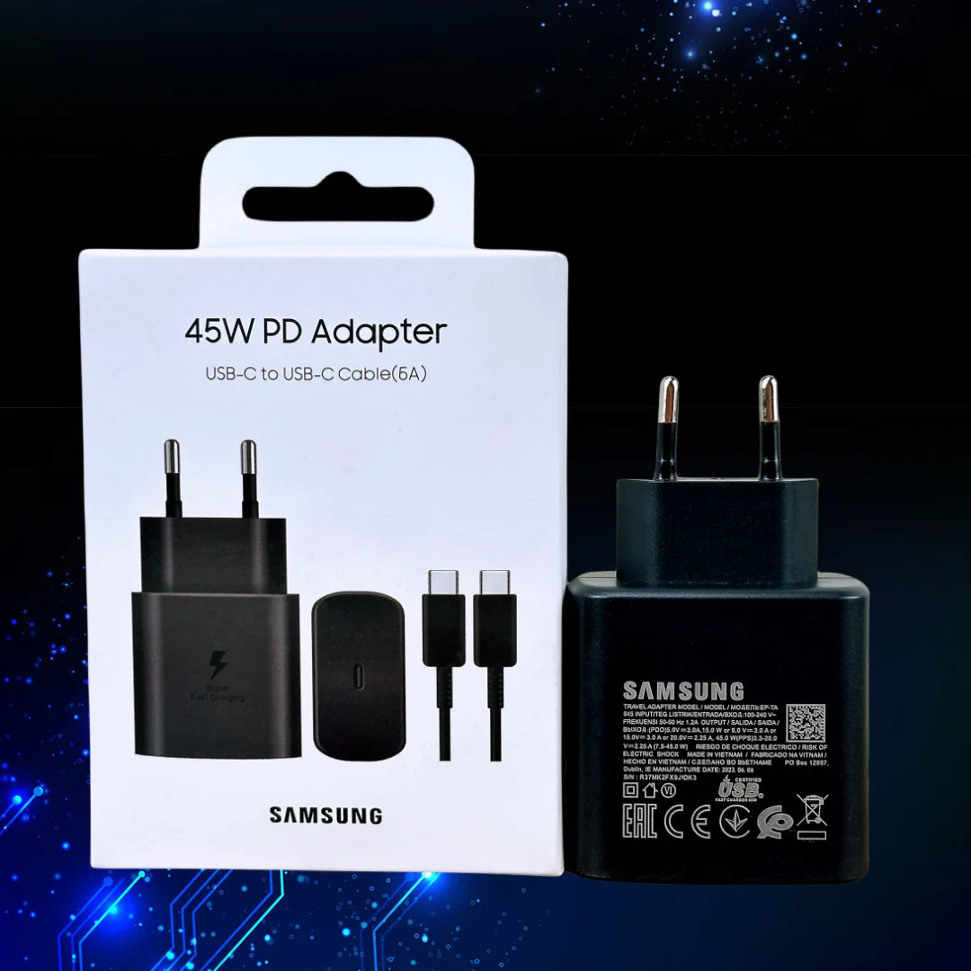 Original 45W Samsung Charger Super Fast Charge Genuine CERTIFIED Adapter For For Galaxy S23 S24 Ultra Z Fold 5 4 3 Flip 5 4 3
