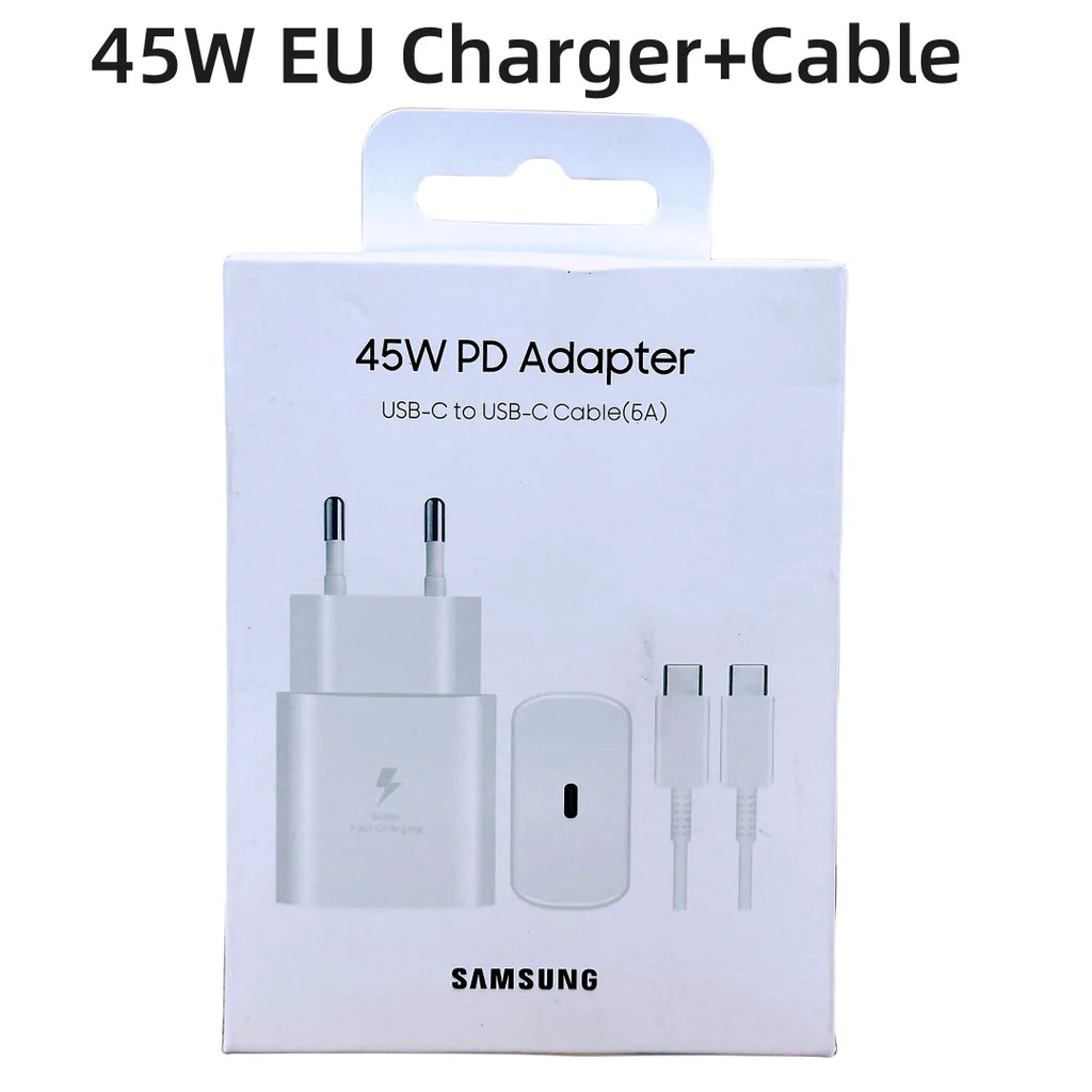 Original 45W Samsung Charger Super Fast Charge Genuine CERTIFIED Adapter For For Galaxy S23 S24 Ultra Z Fold 5 4 3 Flip 5 4 3