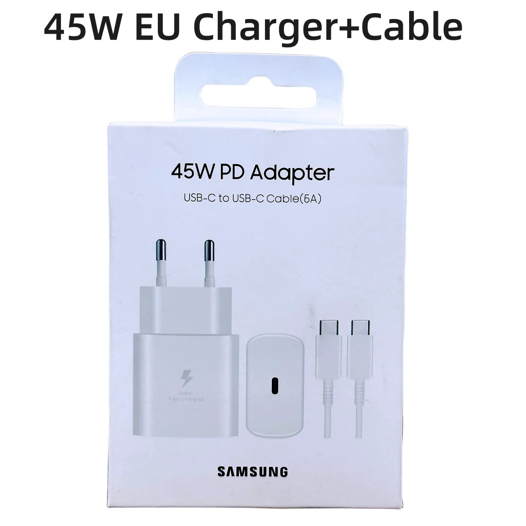 Original 45W Samsung Charger Super Fast Charge Genuine CERTIFIED Adapter For For Galaxy S23 S24 Ultra Z Fold 5 4 3 Flip 5 4 3