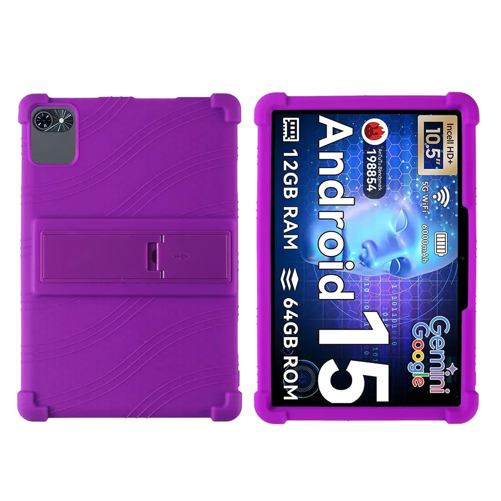 For TABWEE T80 10.5-inch tablet protective case, anti drop thick silicone cover Child friendly soft shell Adjustable Stand