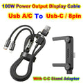 Cable de carga plegable de 2 m con soporte integrado, carga rápida, cable largo para teléfono y tableta, cable de datos ultrarrápido de 240 W, soporte para teléfono.