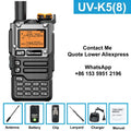 Quansheng UV K5 (8) Walkie Talkie portátil, radio bidireccional AM/FM, estación de comunicación para radioaficionados, equipo inalámbrico de largo alcance